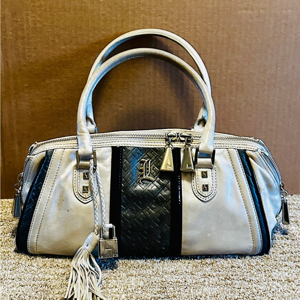L.A.M.B. y2k Vintage Elegant White, Gray and Black Handbag